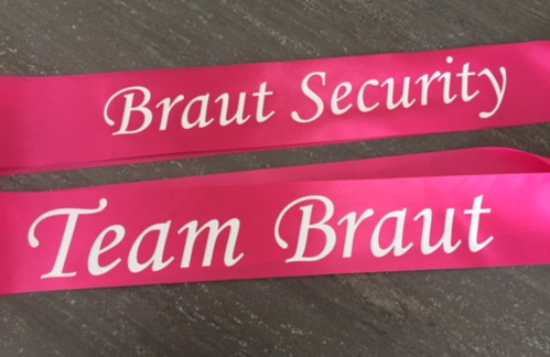 Schärpe Team Braut und Braut Security