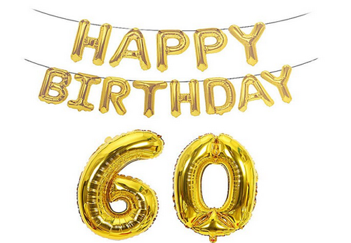 Happy Birthday Schriftzug Ballon 60 Jahre gold